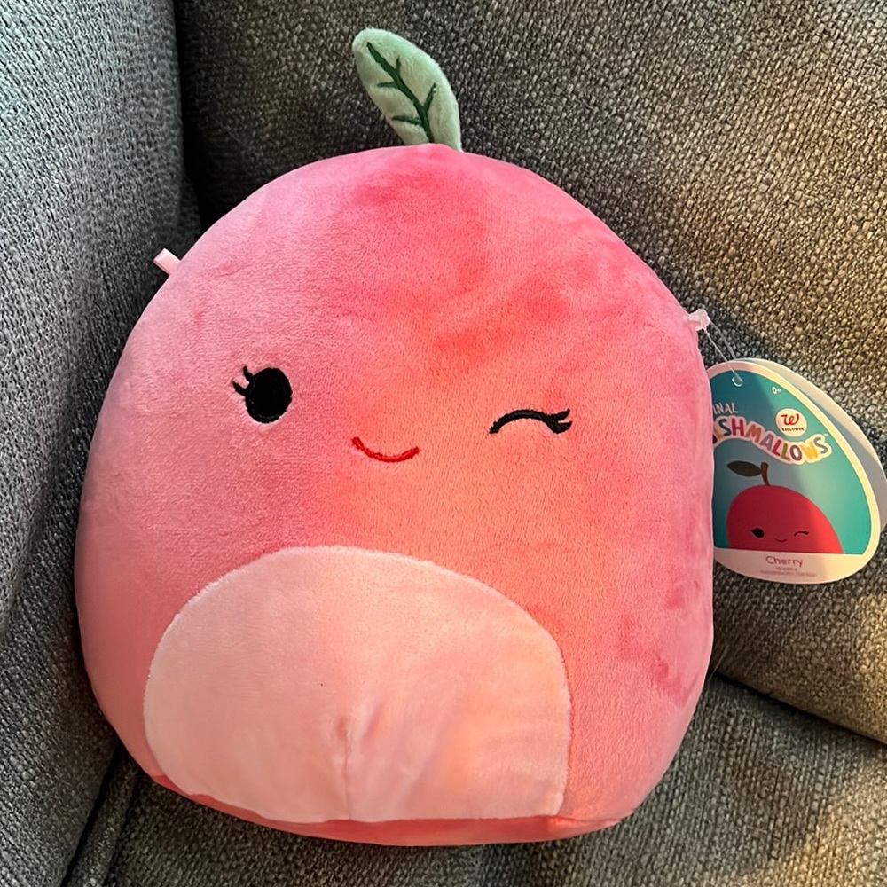 Squishmallow 8" Cherry Soft Red Winking Eye Fruit Food Plush Clean Tag Included.